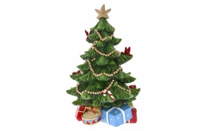 Χριστουγεννιάτικο στολισμένο δεντράκι διακοσμητικό από πολυρεζίνη 14x14x22 εκ