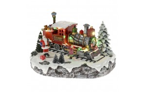 Διακοσμητικό χριστουγεννιάτικο τρένο Άγιου Βασίλη με φωτισμό και κίνηση 28x20x16 εκ