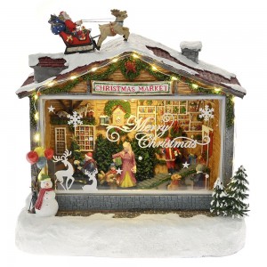 Χριστουγεννιάτικη αγορά διακοσμητική φωτιζόμενη με κίνηση και μουσική 27x15x27 εκ