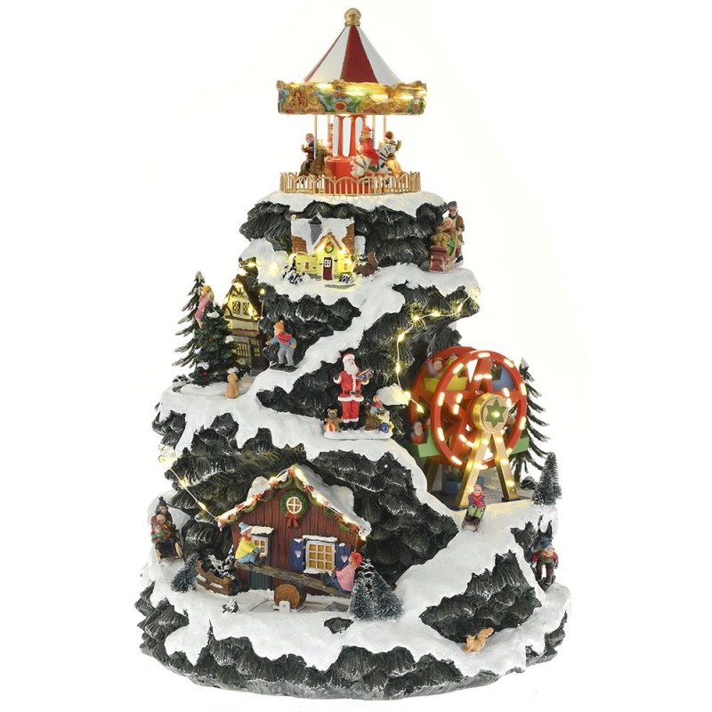 Χριστουγεννιάτικο διακοσμητικό σκηνικό δέντρου φωτιζόμενο με κίνηση και μουσική 35x35x51 εκ