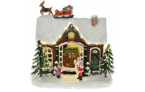Χριστουγεννιάτικο διακοσμητικό σπίτι Άγιου Βασίλη φωτιζόμενο 23x15x20.5 εκ