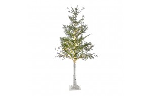 Χριστουγεννιάτικο δέντρο πράσινο με λευκό κορμό και 240 led ενσωματωμένα λευκά λαμπάκια 120 εκ
