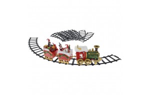 Κινούμενο διακοσμητικό τρένο χριστουγεννιάτικο σε ράγες φωτιζόμενο με μουσική και κίνηση 136 εκ
