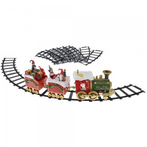 Κινούμενο διακοσμητικό τρένο χριστουγεννιάτικο σε ράγες φωτιζόμενο με μουσική και κίνηση 136 εκ