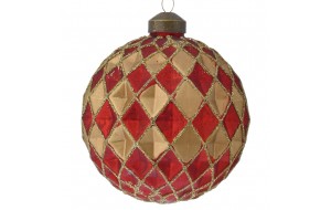 Χριστουγεννιάτικη γυάλινη μπάλα σε κόκκινη με χρυσή απόχρωση σετ έξι τεμάχια 8 εκ