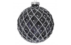 Γυάλινη μαύρη μπάλα χριστουγεννιάτικη σετ τεσσάρων τεμαχίων 10 εκ