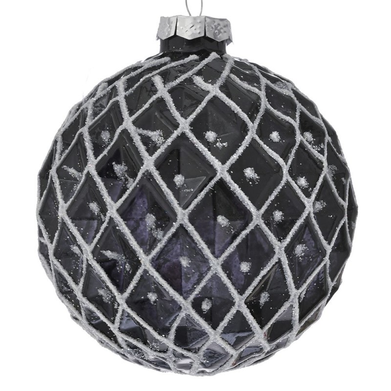 Γυάλινη μαύρη μπάλα χριστουγεννιάτικη σετ τεσσάρων τεμαχίων 10 εκ