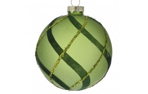 Πράσινη χριστουγεννιάτικη γυάλινη μπάλα σετ έξι τεμάχια 8 εκ