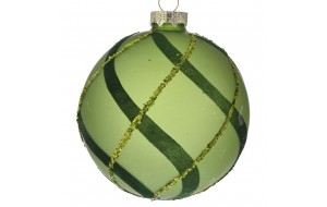 Γυάλινη πράσινη μπάλα χριστουγεννιάτικη σετ τεσσάρων τεμαχίων 10 εκ