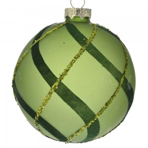 Γυάλινη πράσινη μπάλα χριστουγεννιάτικη σετ τεσσάρων τεμαχίων 10 εκ