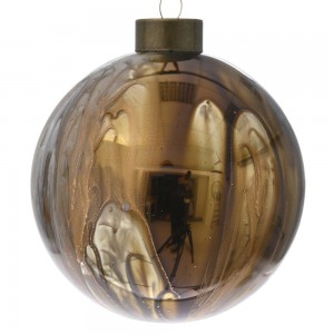 Marble χρυσή απόχρωση γυάλινη χριστουγεννιάτικη μπάλα σετ έξι τεμάχια 8 εκ