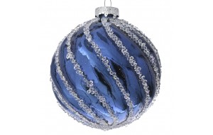 Γυάλινη μπάλα χριστουγεννιάτικη μπλε μονόχρωμη σετ έξι τεμαχίων 8 εκ