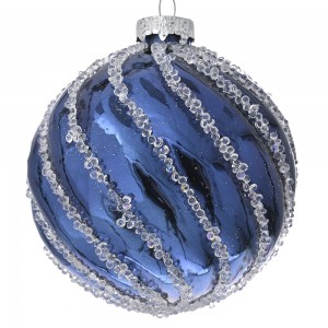 Γυάλινη μπάλα χριστουγεννιάτικη μπλε μονόχρωμη σετ έξι τεμαχίων 8 εκ