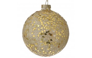 Γυάλινη χριστουγεννιάτικη μπάλα σε χρυσή απόχρωση με γκλίτερ σετ έξι τεμάχια 8 εκ