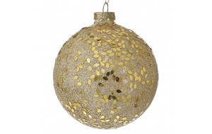 Χριστουγεννιάτικη γυάλινη μπάλα σε χρυσή απόχρωση με γκλίτερ σετ τεσσάρων τεμαχίων 10 εκ
