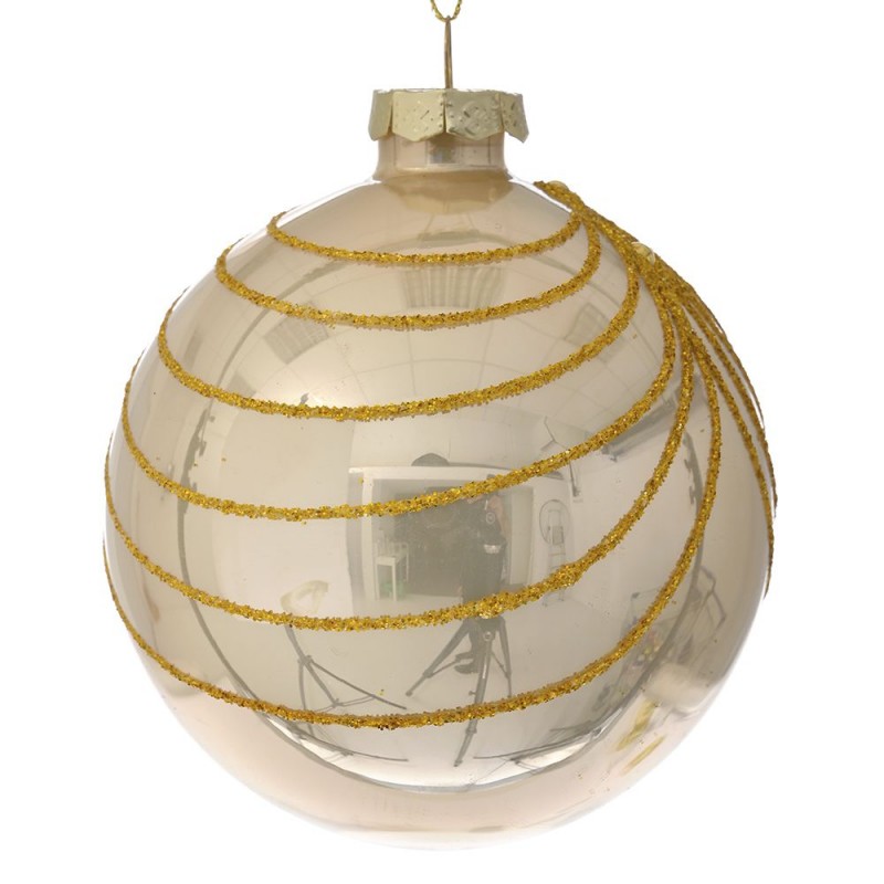 Μπάλα χριστουγεννιάτικη γυάλινη σε χρυσή απόχρωση σετ τεσσάρων τεμαχίων 10 εκ