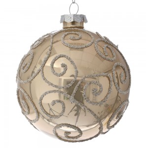 Χρυσής απόχρωσης γυάλινη μπάλα χριστουγεννιάτικη με σχέδια σετ έξι τεμάχια 8 εκ