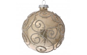 Χριστουγεννιάτικη γυάλινη μπάλα σε χρυσή απόχρωση με σχέδια σετ τεσσάρων τεμαχίων 10 εκ