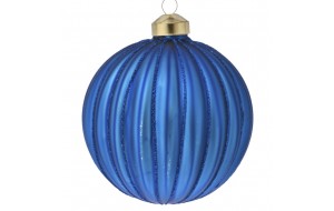 Μπλε ματ γυάλινη χριστουγεννιάτικη μπάλα σετ έξι τεμάχια 8 εκ