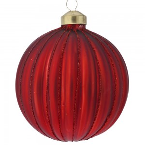 Κόκκινη ματ γυάλινη χριστουγεννιάτικη μπάλα σετ έξι τεμάχια 8 εκ