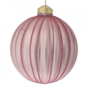 Ροζ ματ γυάλινη χριστουγεννιάτικη μπάλα σετ έξι τεμάχια 8 εκ