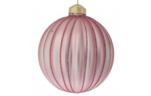 Χριστουγεννιάτικη ροζ ματ γυάλινη μπάλα σετ τεσσάρων τεμαχίων 10 εκ