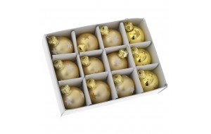 Γυάλινη μίνι χριστουγεννιάτικη μπάλα σε χρυσή απόχρωση σετ δώδεκα τεμάχια 4 εκ
