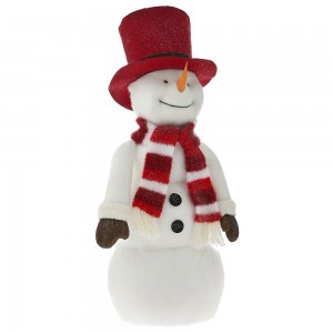 Φιγούρα διακοσμητική χριστουγεννιάτικη λευκός χιονάνθρωπος με κόκκινο σκούφο και κασκόλ 30x13x90 εκ