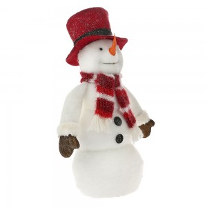 Χριστουγεννιάτικη διακοσμητική φιγούρα λευκός χιονάνθρωπος με κόκκινο σκούφο και κασκόλ 21.5x12x70 εκ