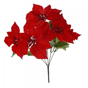 Αλεξανδρινό μπουκέτο διακοσμητικό κόκκινο με πέντε άνθη 36 εκ
