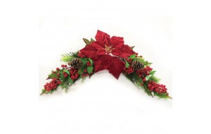 Χριστουγεννιάτικη κόκκινη διακοσμητική γιρλάντα με αλεξανδρινό και berries 60 εκ