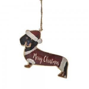 Μεταλλικό σκυλάκι κρεμαστό στολίδι χριστουγεννιάτικο 16x10 εκ