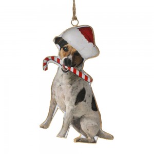 Μεταλλικό σκυλάκι κρεμαστό χριστουγεννιάτικο στολίδι 10x16 εκ