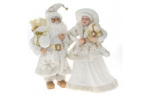 Mr and Mrs santa διακοσμητικό λευκό σετ δύο τεμάχια 65 εκ