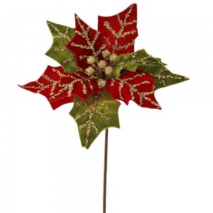 Αλεξανδρινό κόκκινο διακοσμητικό πράσινο κλαδί χριστουγεννιάτικο 30x50 εκ