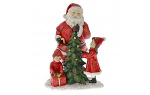 Χριστουγεννιάτικη φιγούρα διακοσμητική κόκκινη από πολυρεζίνη Άγιος Βασίλης στολίζει δέντρο 14.5x13x19.5 εκ