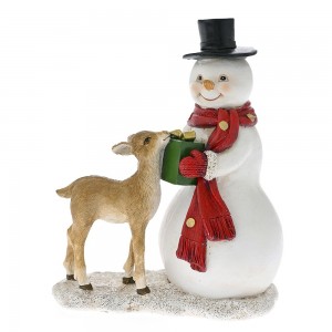 Λευκός χριστουγεννιάτικος από πολυρεζίνη χιονάνθρωπος 14x8.5x17 εκ