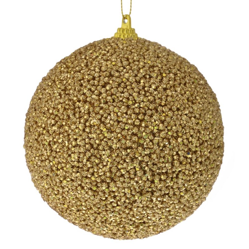 Glitter μπάλα χριστουγεννιάτικη σε χρυσή απόχρωση σετ τέσσερα τεμάχια 10 εκ