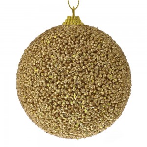 Χριστουγεννιάτικη glitter μπάλα σε χρυσή απόχρωση σετ έξι τεμάχια 8 εκ