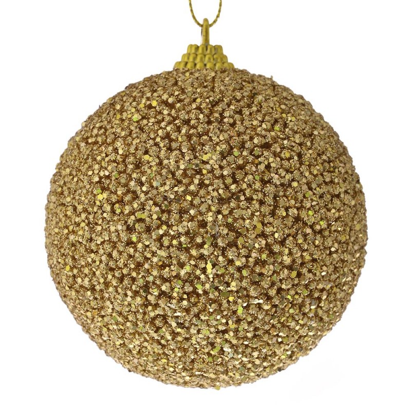 Χριστουγεννιάτικη glitter μπάλα σε χρυσή απόχρωση σετ έξι τεμάχια 8 εκ
