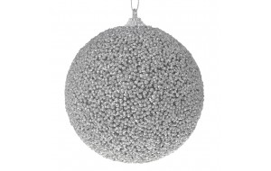 Μπάλα χριστουγεννιάτικη glitter σε ασημί απόχρωση σετ τέσσερα τεμάχια 10 εκ