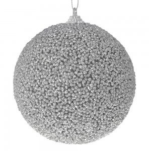Μπάλα χριστουγεννιάτικη glitter σε ασημί απόχρωση σετ τέσσερα τεμάχια 10 εκ