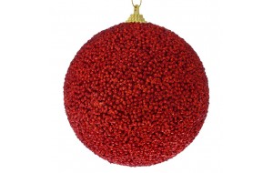 Χριστουγεννιάτικη κόκκινη glitter μπάλα σετ τέσσερα τεμάχια 10 εκ