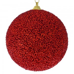 Χριστουγεννιάτικη κόκκινη glitter μπάλα σετ τέσσερα τεμάχια 10 εκ