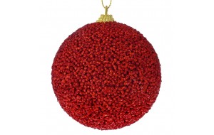 Κόκκινη glitter χριστουγεννιάτικη μπάλα σετ έξι τεμάχια 8 εκ