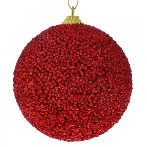 Κόκκινη glitter χριστουγεννιάτικη μπάλα σετ έξι τεμάχια 8 εκ