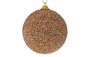 Χριστουγεννιάτικη μπάλα σε ροζ χρυσή απόχρωση glitter σετ έξι τεμάχια 8 εκ