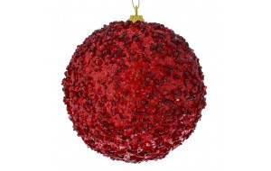Κόκκινη glitter μπάλα χριστουγεννιάτικου δέντρου σετ τέσσερα τεμάχια 10 εκ