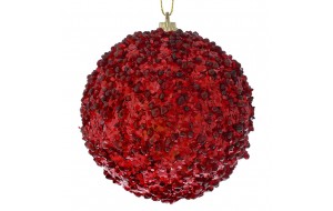 Glitter κόκκινη χριστουγεννιάτικη μπάλα δέντρου σετ έξι τεμάχια 8 εκ