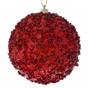 Glitter κόκκινη χριστουγεννιάτικη μπάλα δέντρου σετ έξι τεμάχια 8 εκ
